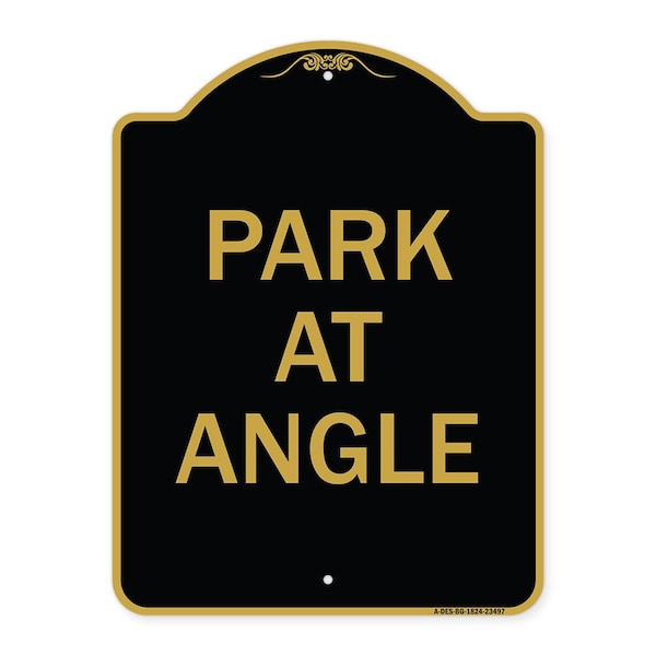 Designer Series Sign-Park Angle, Black & Gold Aluminum Architectural Sign, 18" x 24", BG-1824-23497
